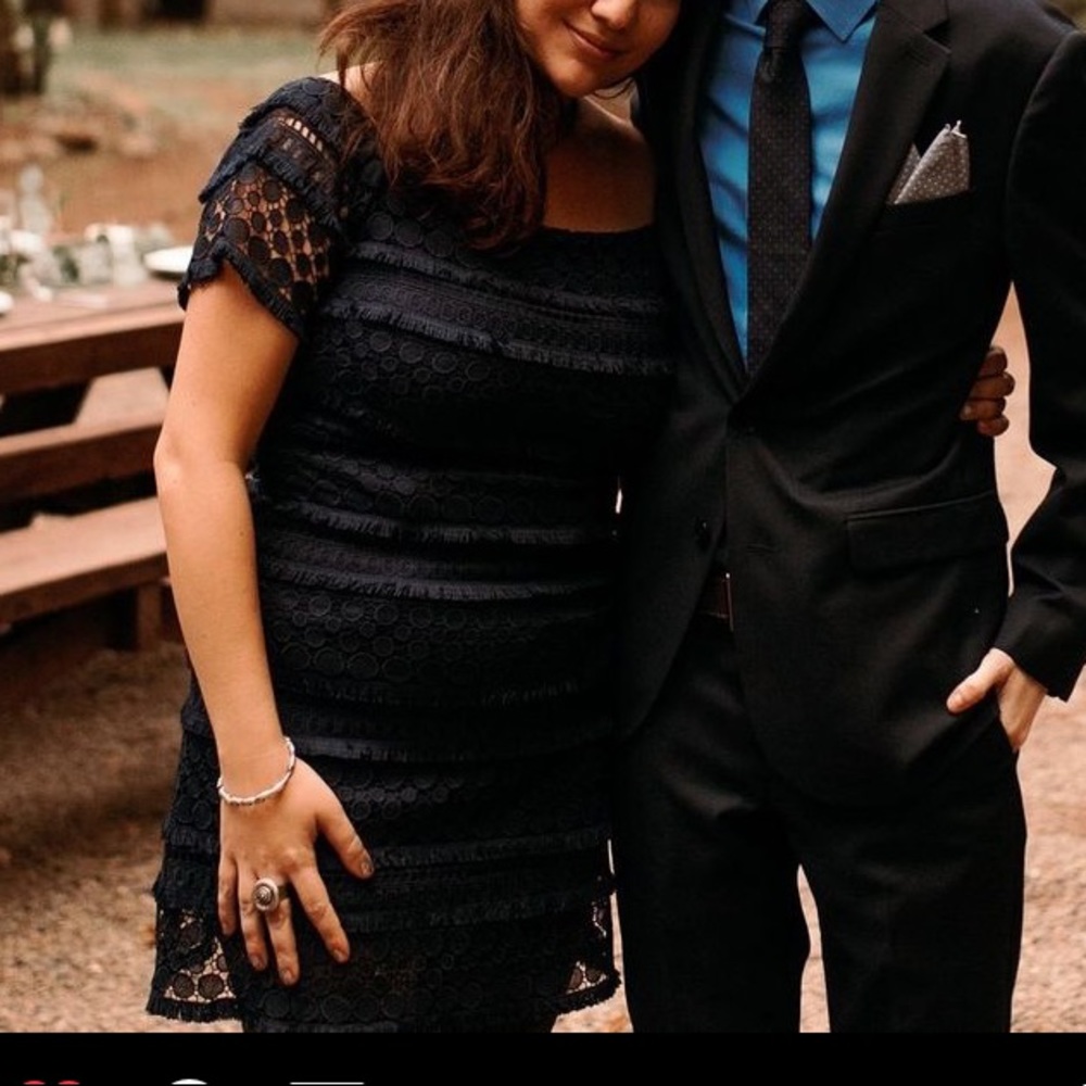 Navy lace mini dress